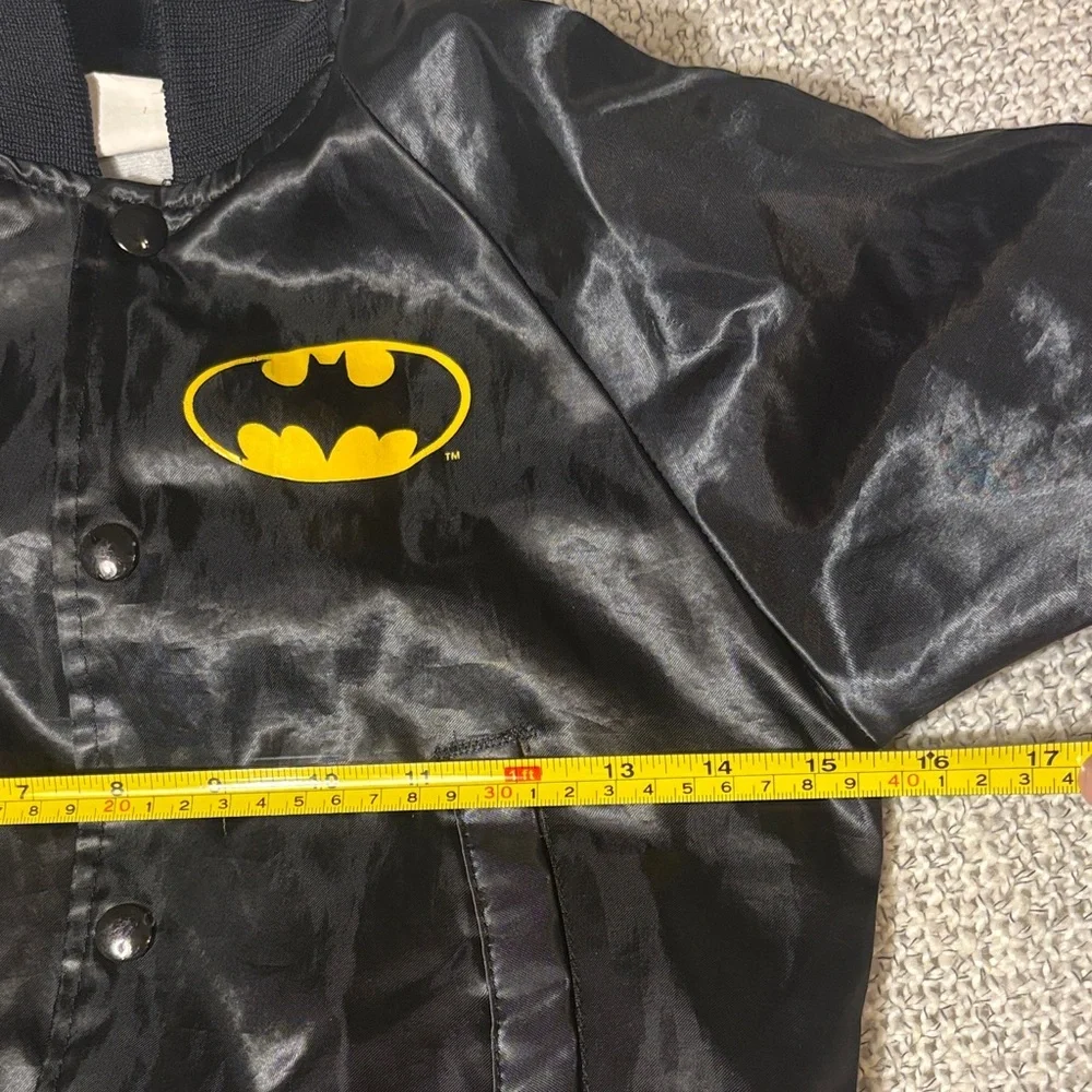 Vintage Batman Logo Black Kids Satin Bomber Jacket